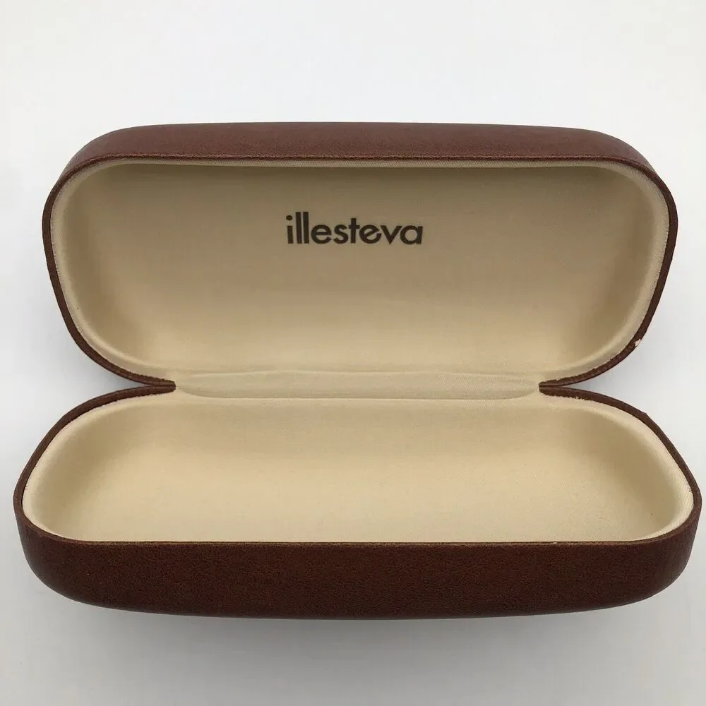 Illesteva Brown Leather Eyeglasses Sunglasses Hardshell Clamshell CASE ONLY